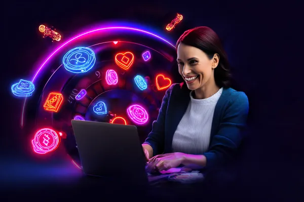 A man focused on his laptop with live stats in the background, highlighting the dedicated sports and gaming features of the JDLOVE mobile app.